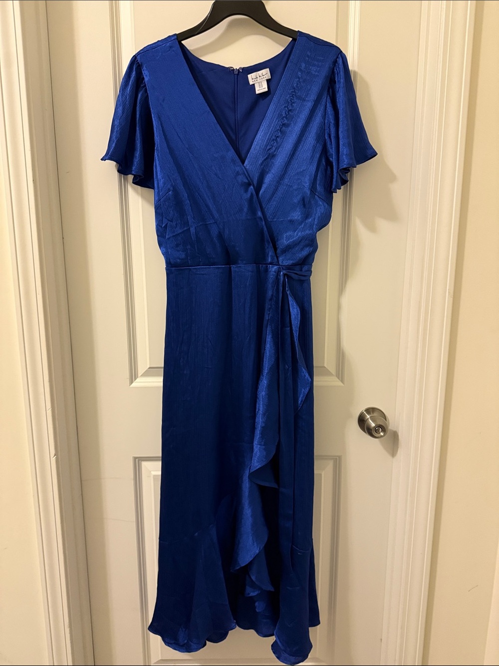 Nicole Miller Royal Blue Wrap Midi Dress